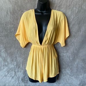 Yellow Sheer Swim Coverup Romper